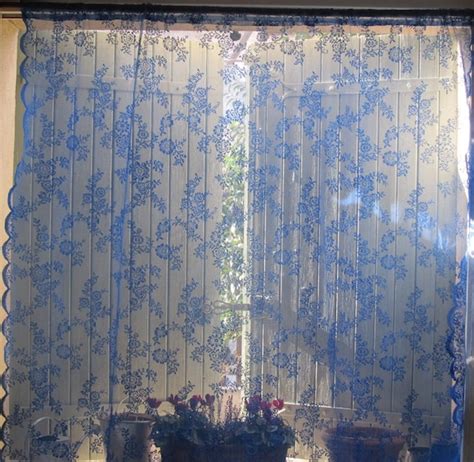 Lilac Blue Lace Curtain Hand Dyed French Curtain