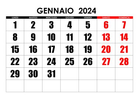 Calendario Gennaio 2024 Calendariosu