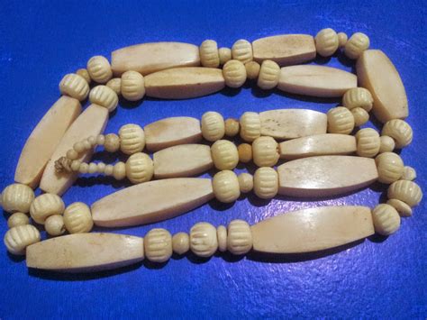 Silvium Antiques Vintage Carved Ivory And Bone Bead Necklace