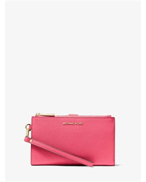 Michael Kors Adele Pebbled Leather Smartphone Wallet In Pink Lyst