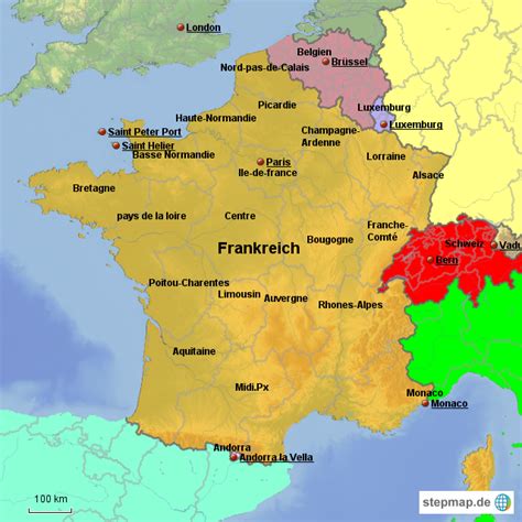 Die städte von frankreich auf der karte. StepMap - frankreich - Landkarte für Frankreich