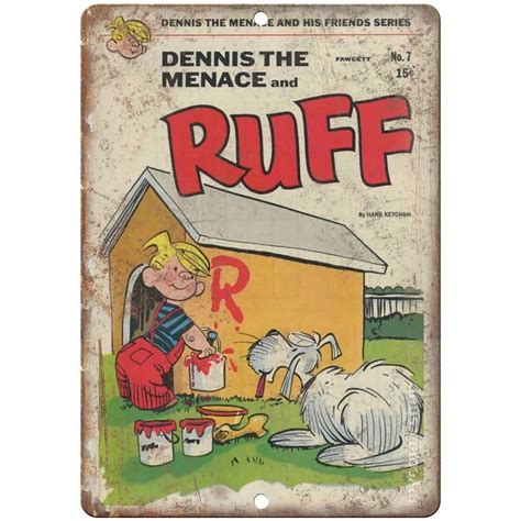 Dennis The Menace And Ruff Hank Ketcham 10 X 7 Reproduction Metal S