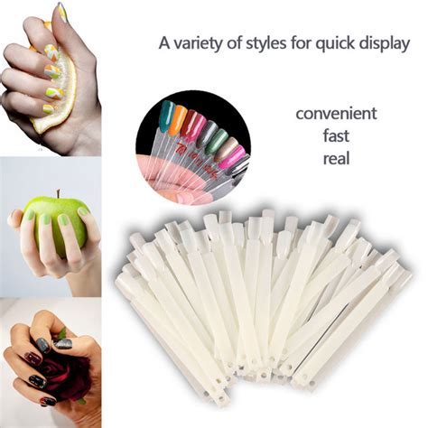 50pcs nail polish uv gel display false tips fan shaped with loop fake nail art color stickers