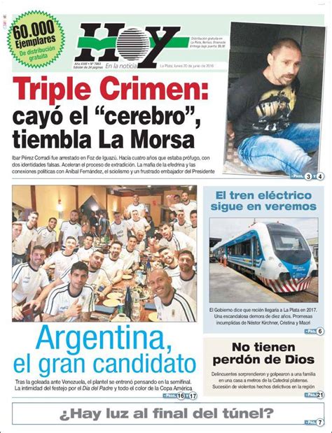 Periódico Diario Hoy Argentina Periódicos De Argentina Edición De