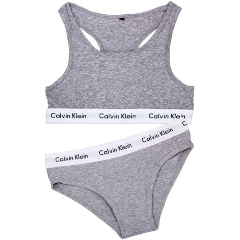 calvin klein calvin klein women s modern grey heather cotton bralette and bikini set size