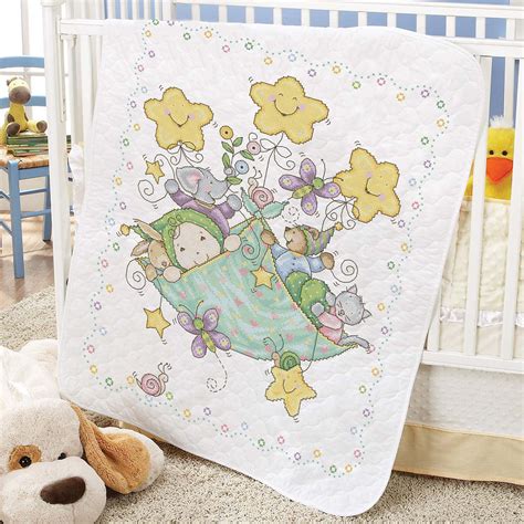 Baby By Herrschners Pre Quilted Bundle Of Joy Baby Quilt Stamped Cross
