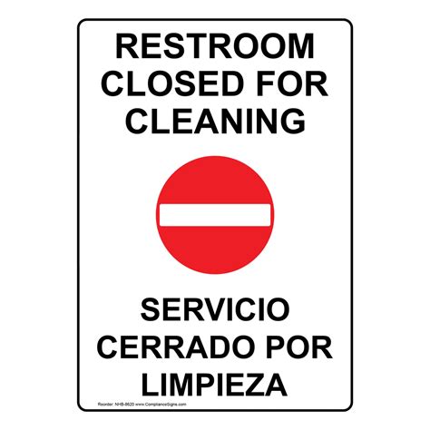 English Spanish Vertical Sign Restroom Closed For Cleaning Sign