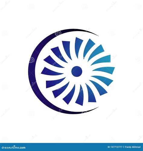 Creative Abstract Wind Turbine Logo Design Vector Illustrations Stock