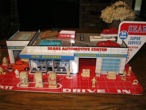 Accessories and spare parts (2). Marx Vintage Tin Sears Service Gas Station Play Set with ...