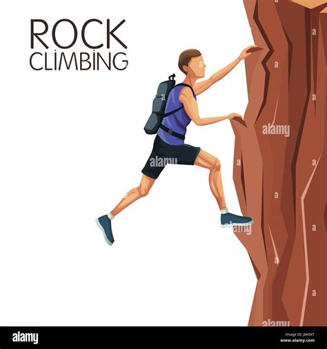 Scene Man Climbing On A Rock Mountain Stock Vector Image Art Alamy