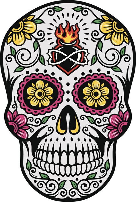 Dia De Los Muertos Multicolored Flower Sugar Skull 3 Vinyl Decal Sti