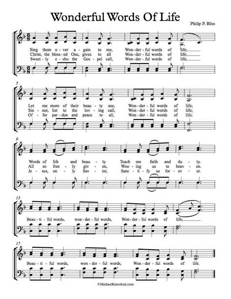 Free Choir Sheet Music Wonderful Words Of Life Michael Kravchuk