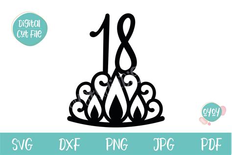 18th Birthday Cake Topper With Crown Svg 1120176 Cut Files Design