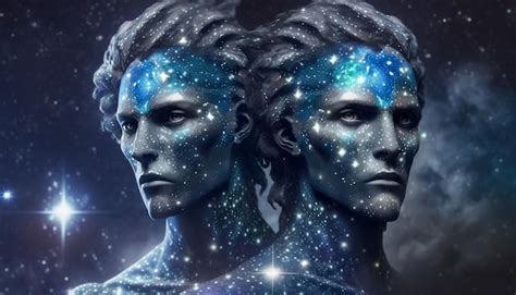 Premium Photo Astrology In Space Gemini Twins Zodiac Sign In Space