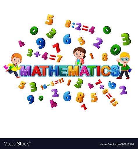 Font Design For Word Mathematics With Student Vector Image