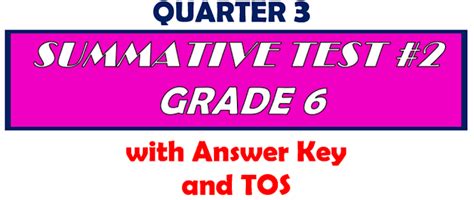 Grade 6 Quarter 3 Summative Test 2 With Answer Key Tos Deped K 12