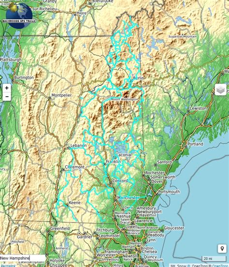 Nh Snowmobile Trail Map For Garmin Backwoods Gps Trails