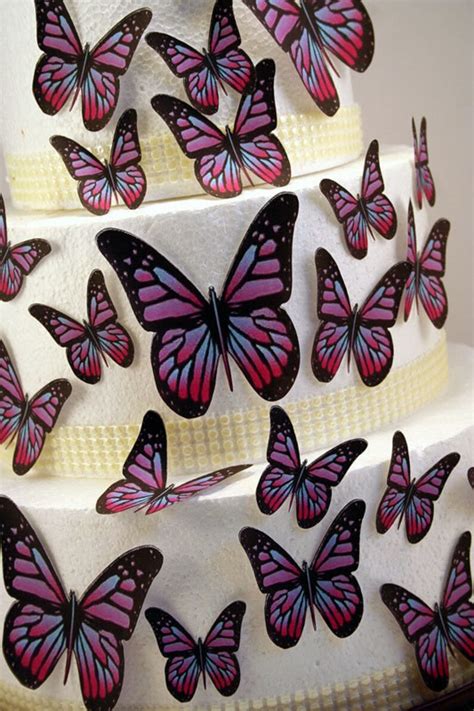 Edible Butterfly Cake Decorations Purple And Pink Edible Etsy