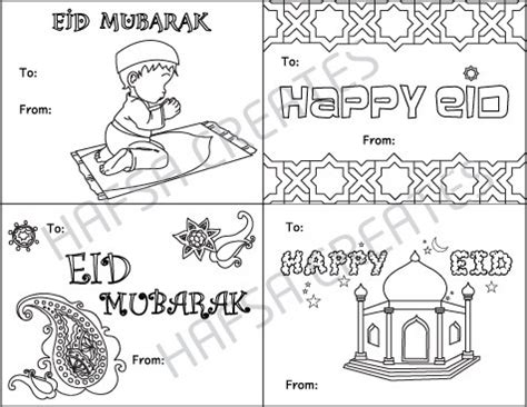 They can also write eid greetings on the card. Happy Eid Mubarak Printable coloring cards Digital File Pdf