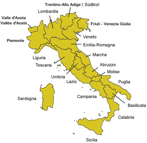 Provincie Itálie Mapa Italské Provincie A Regiony