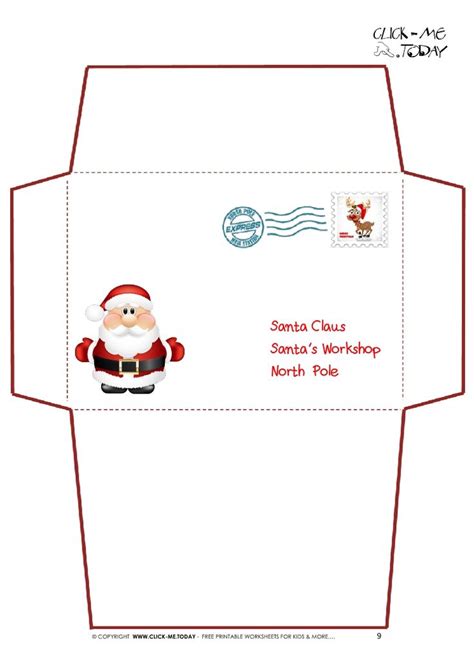 Free printable santa claus coloring pages and colored santa pages to print out and use for christmas crafts, greeting cards, and other christmas activities. Printable Letter to Santa Claus envelope template -Cute ...