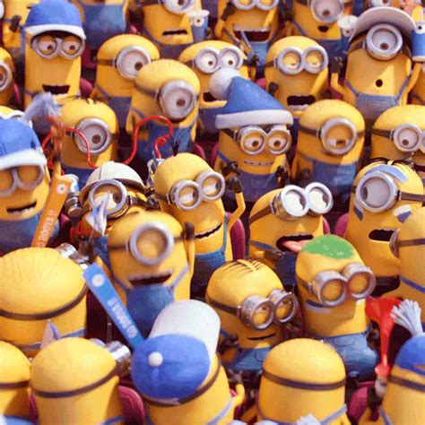 A Group Of Minion Toy Figures Are Shown