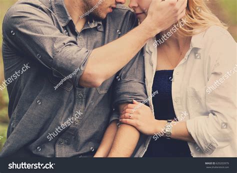 Man Touching Womans Face Affectionately Foto De Stock Shutterstock