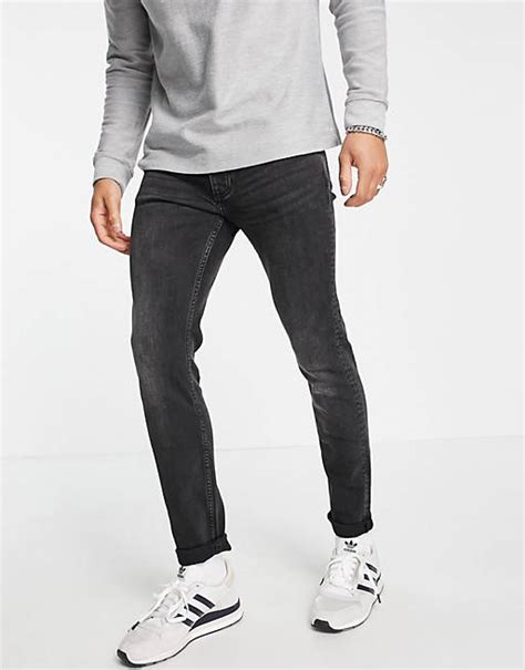 topman stretch skinny jeans in washed black asos