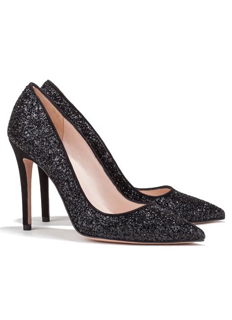 High heel pumps in black glitter - online shoe store Pura Lopez . PURA ...