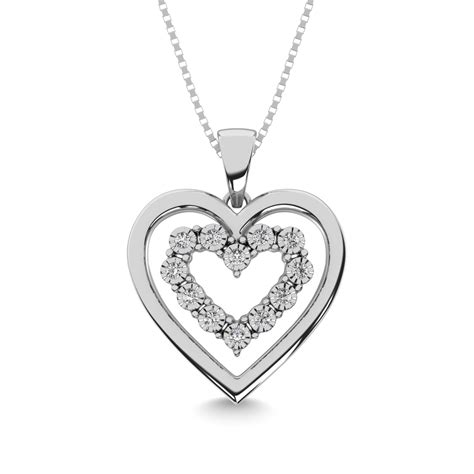 sterling silver diamond accent heart pendant unclaimed diamonds