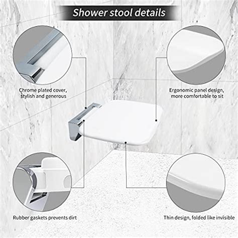 Easywow Folding Shower Chair Wall Mounted Fold Down Shower Seat 400 Lb