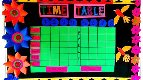 School Time Table Bulletin Boardclassroom Time Table Bulletin Board