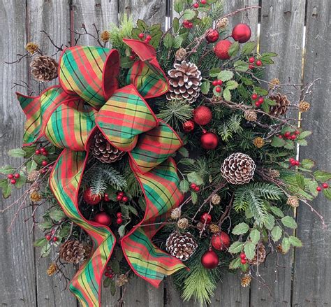 Christmas Wreaths Christmas Wreath For Door Ready To Ship Natural Elegant Christmas Wreath