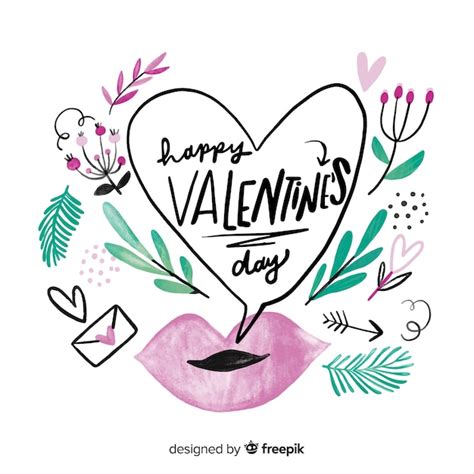 Letras De San Valentín Feliz Hermosa Vector Gratis