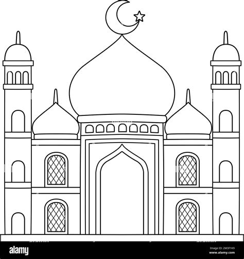 Page De Coloriage Isolée De La Mosquée Du Ramadan Pour Les Enfants