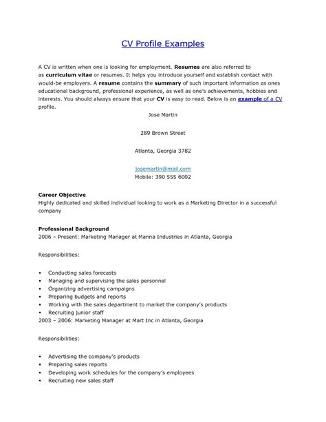 You can edit this student resume example to get a quick start and easily build a perfect resume in just a few minutes. Sample Cv Professional Profile - Best CV Personal Profile Examples