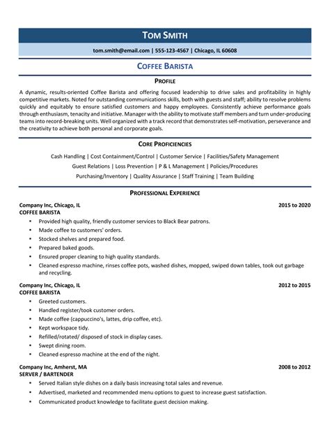 Coffee Barista Resume Example And Expert Guide For 2021 Zipjob