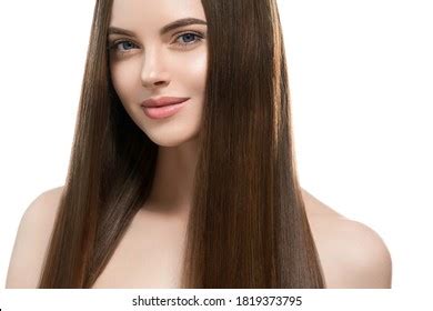 Woman Long Smooth Hair Beautiful Hairstyle Stock Photo