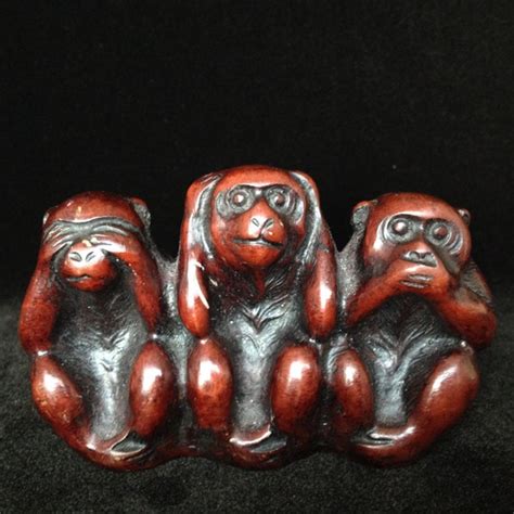 Items Similar To Three Wise Monkeys Vintage Red Resin Monkeys Figurine