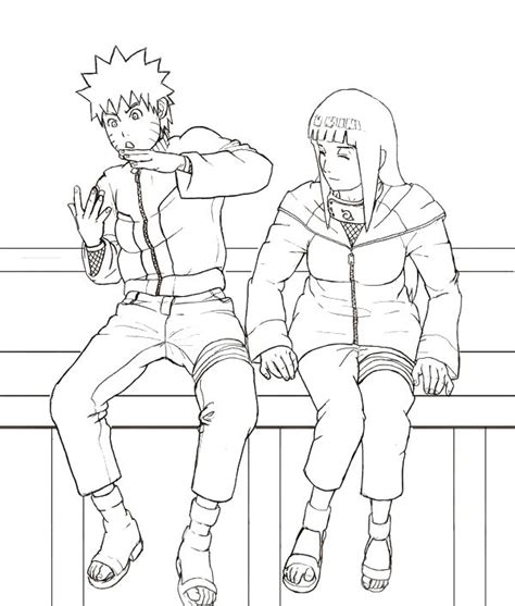 Desenho De Naruto Uzumaki E Hinata Hyuga Conversando Para Colorir