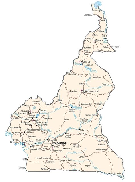 Cameroon Map Cities And Roads Gis Geography