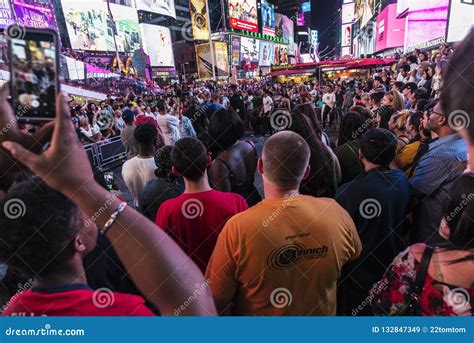 Crowd On Times Square At Night In New York City Usa Editorial Stock