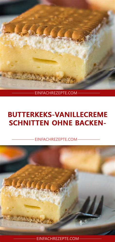 Kuchen ohne butter und trotzdem sooo lecker. Butterkeks-Vanillecreme-Schnitten ohne Backen ...