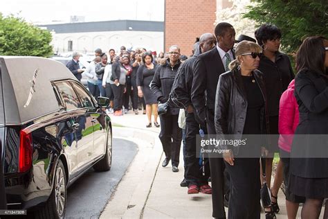 Mourners Arrive At New Shiloh Baptist Church For The Funeral Service