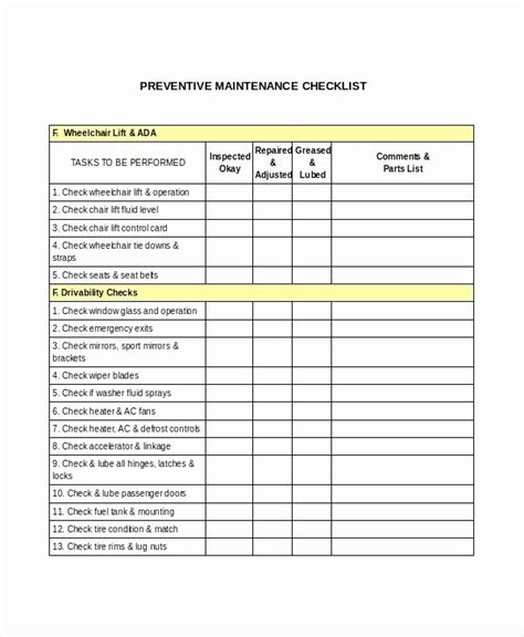 Hvac Preventive Maintenance Checklist Template Excel