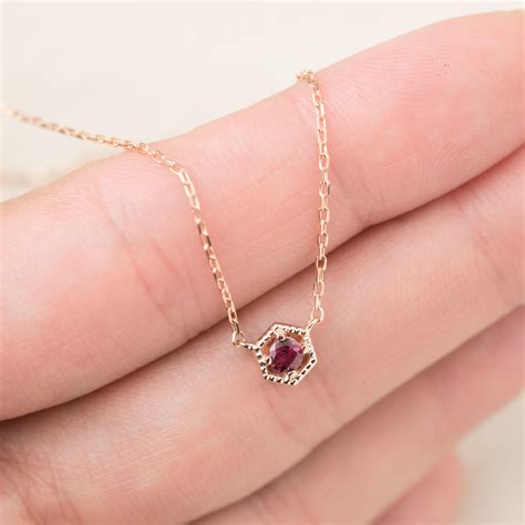 14k Gold Ruby Necklace Genuine Ruby Floating Necklace Tiny Necklace