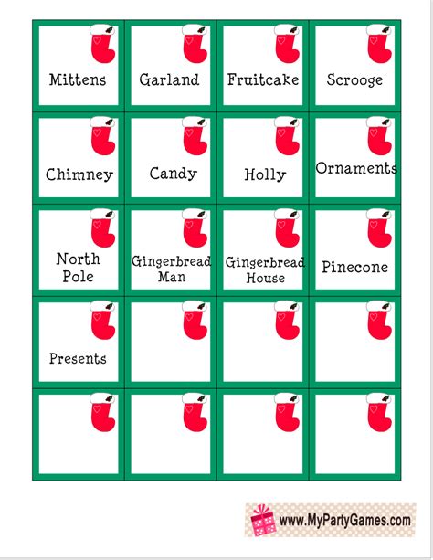 Free Printable Christmas Pictionary Clue Cards