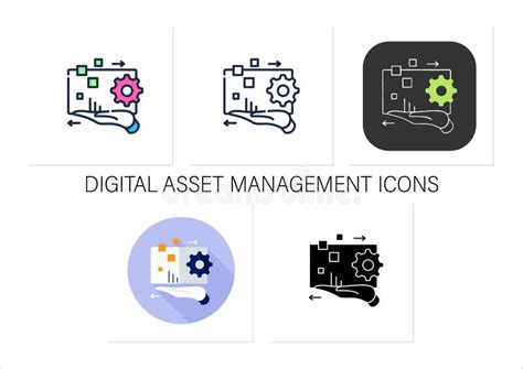 Digital Asset Management Icons Set Stock Vector Illustration Of