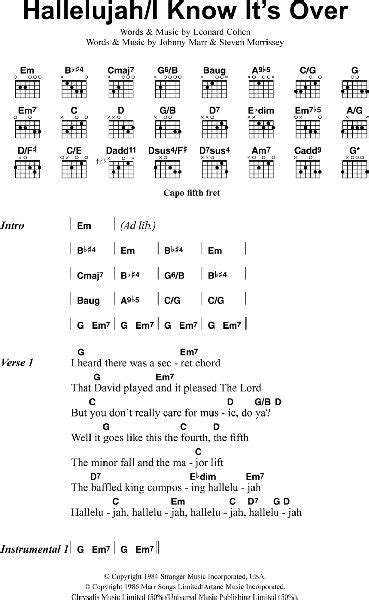 Hallelujah I Know It S Over Guitar Chords Lyrics Zzounds