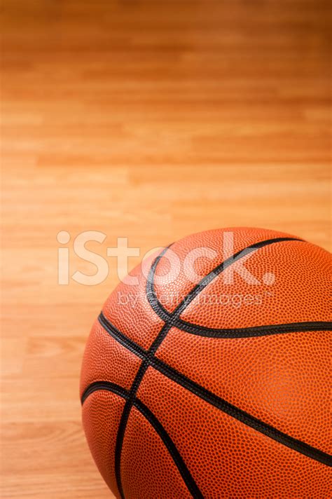 Basketball Sitting On Court Stock Photo Royalty Free Freeimages